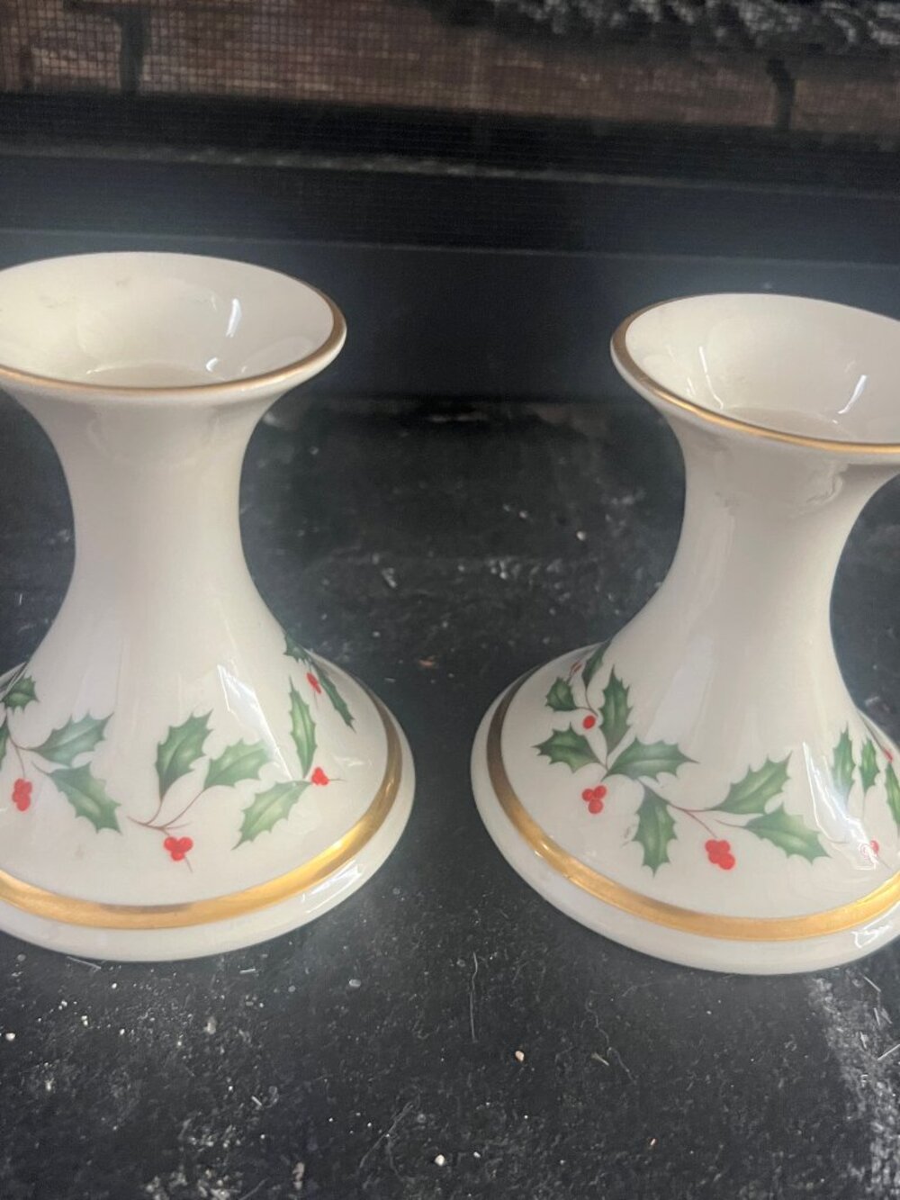 LENOX Holly Berry (Retired) Set of 2 Candle Stick Holders